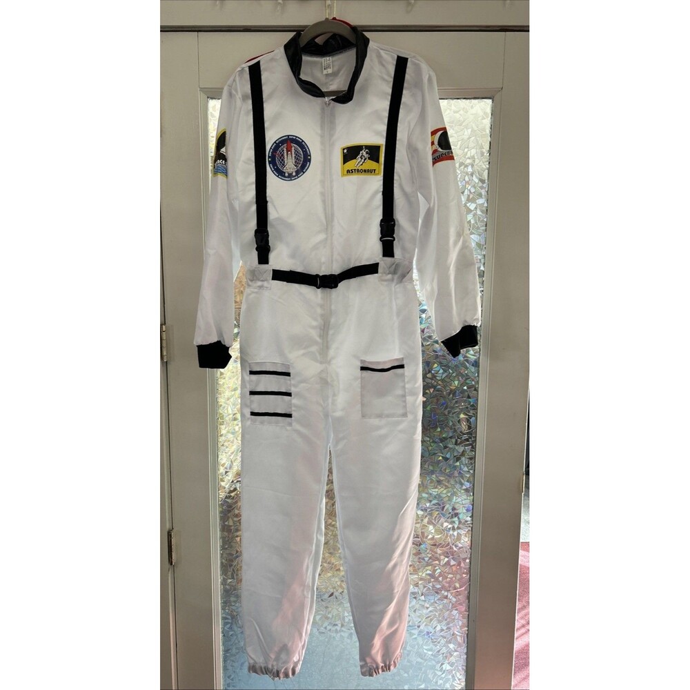 NASA Astronaut Spacesuit Costume Adult Size Large White One Piece Jumpsuit